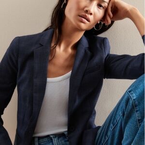 Banana Republic Navy Plaid Blazer